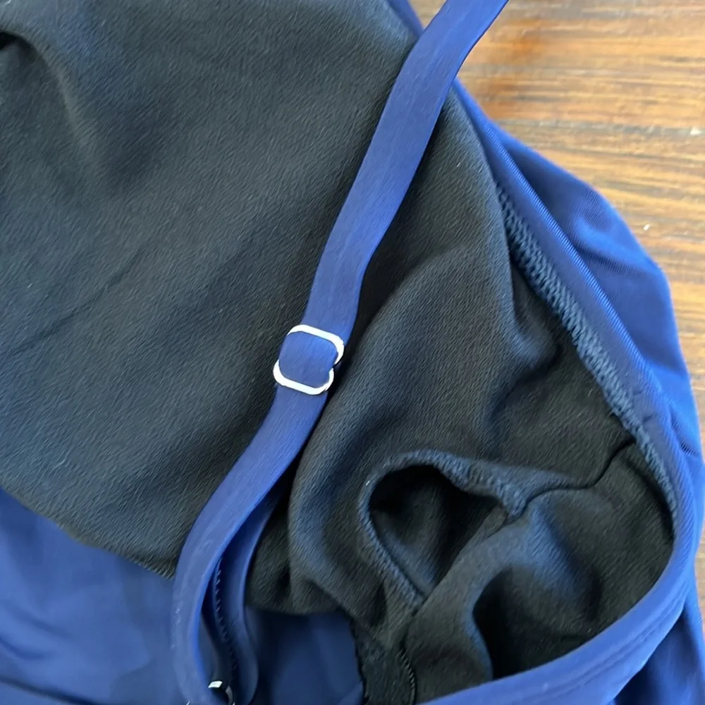 NWT{Hold Pose}Sz S High Neck Midnight Blue Tankini & Bottoms - Picture 7 of 14